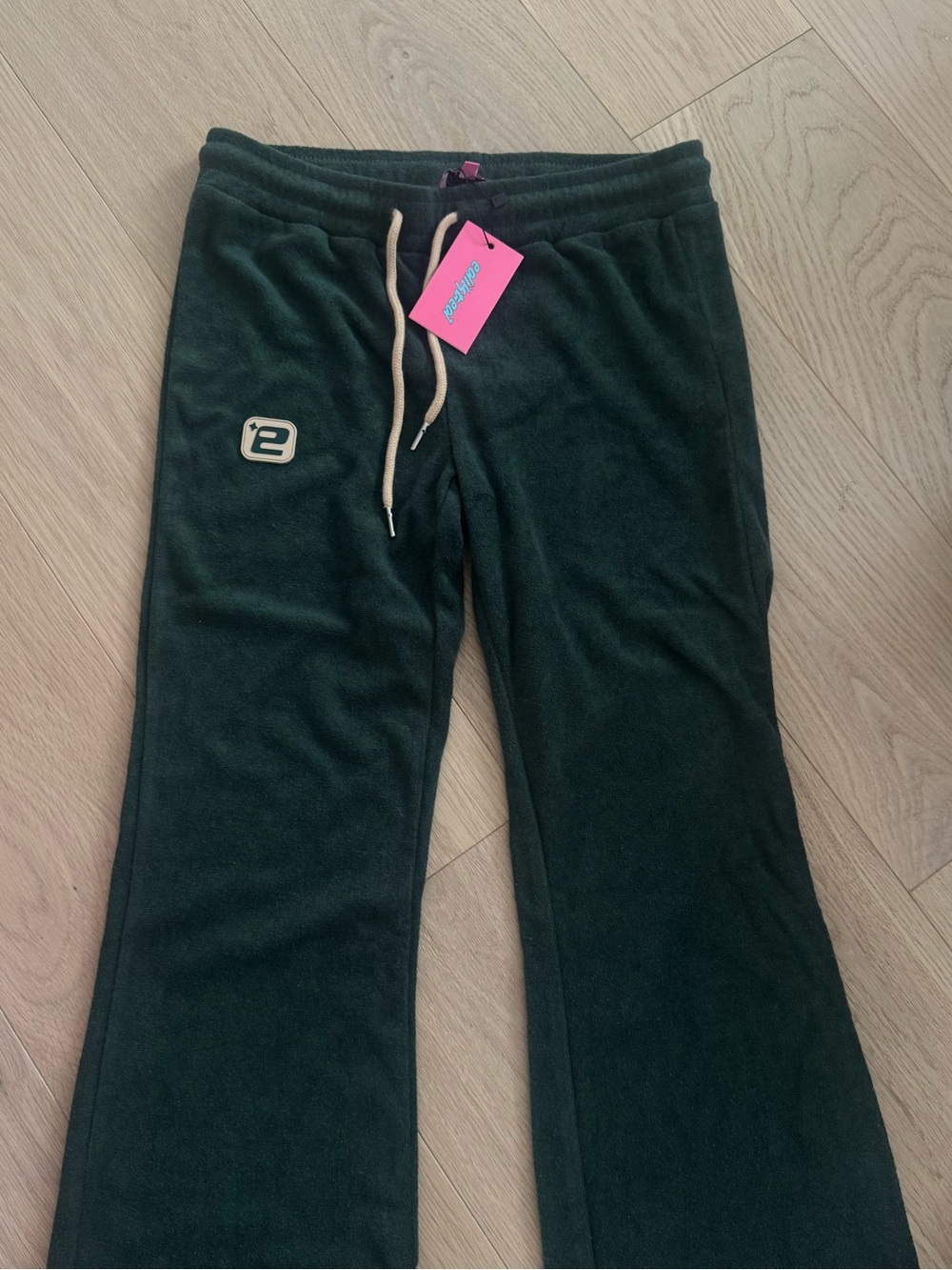 Edikted dark green sweat set. Tube top with wide leg sweat pants.